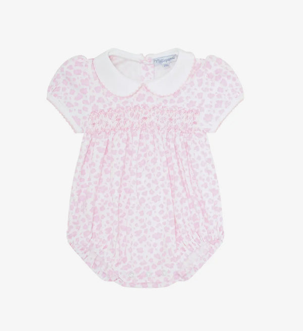 Pink cheetah smocked bubble