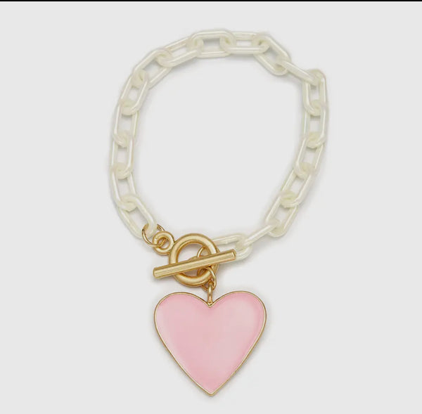 Heart Charm with Pearly White Chain