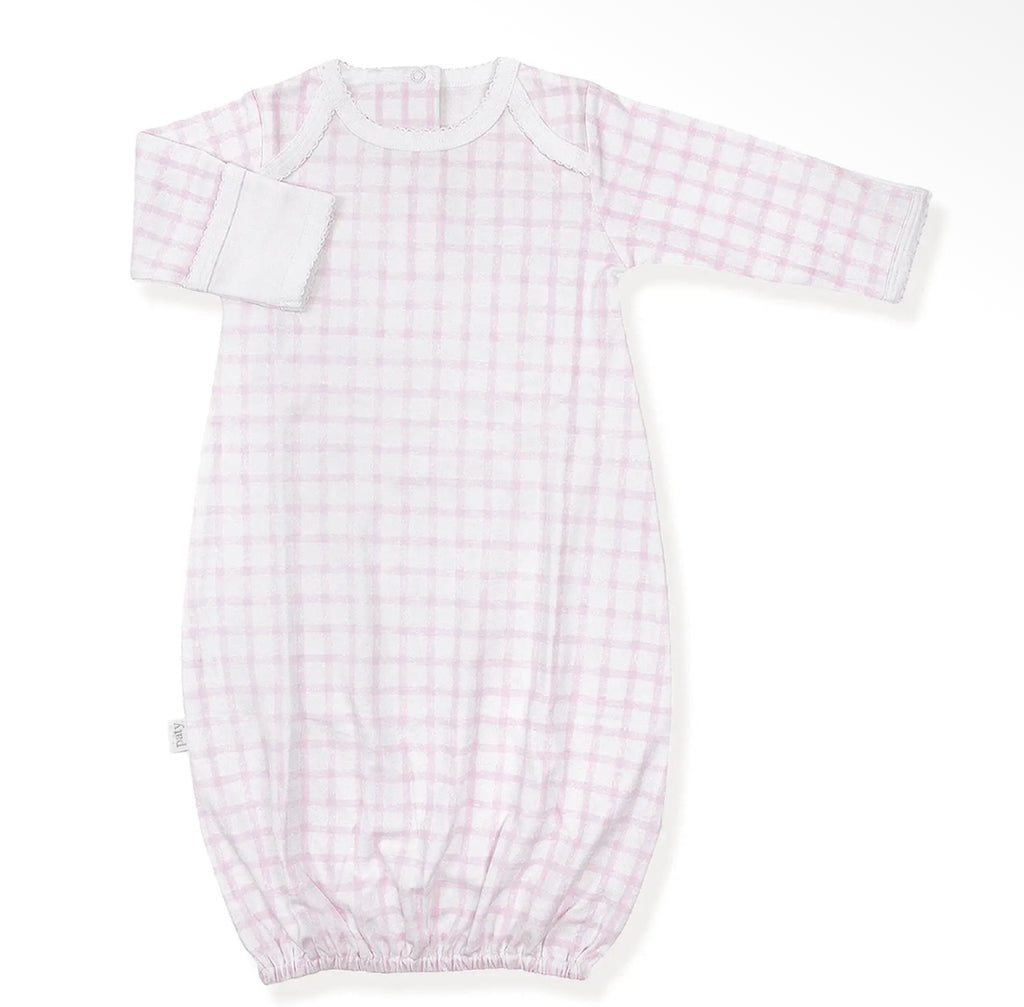 Pima cotton overlap gown-pink gingham