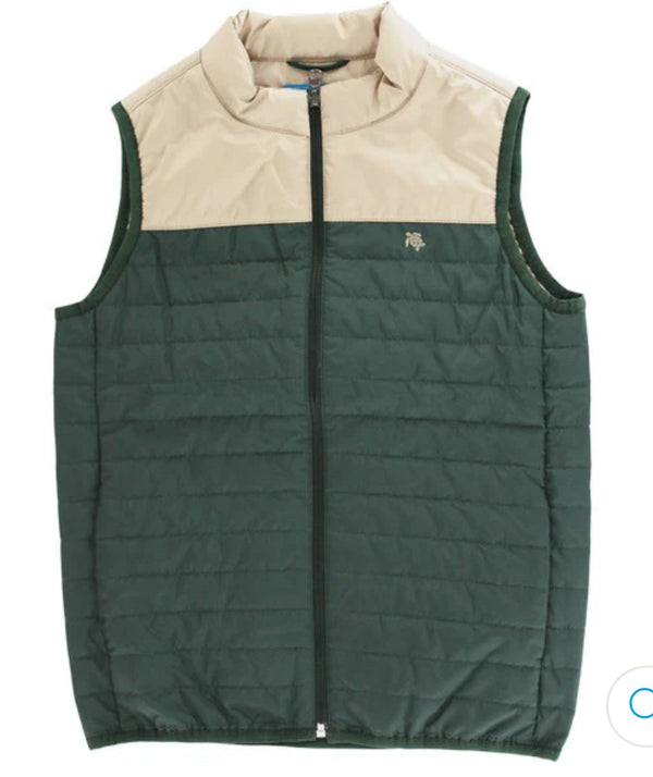 Quilted Vest-Forest/Tan