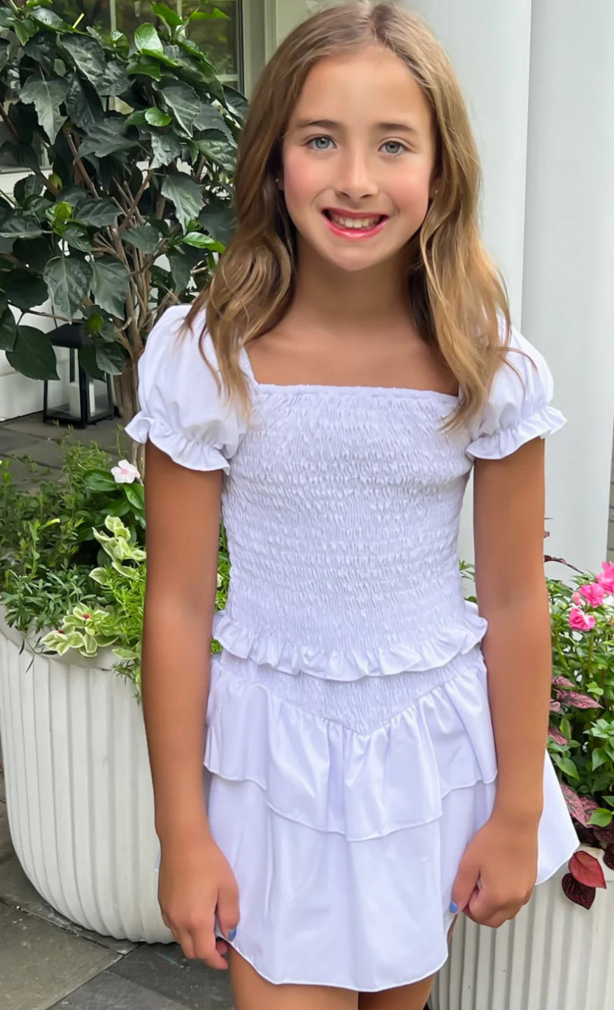 White smocked top