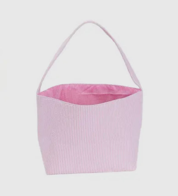Pink seersucker easter basket