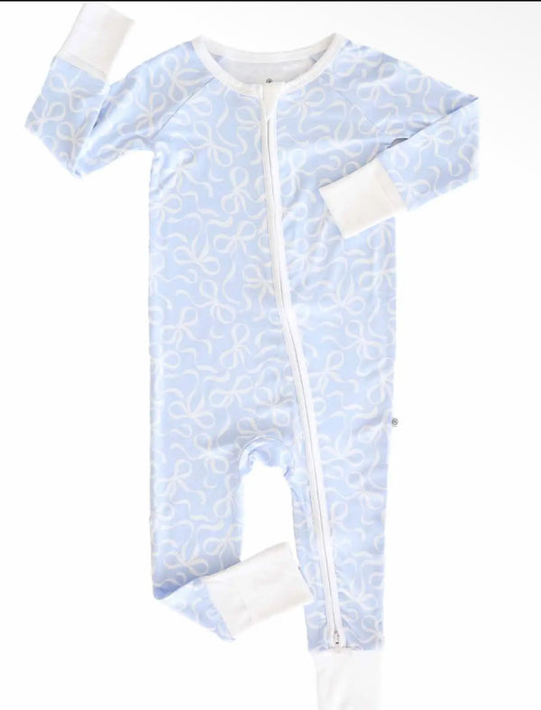 Blue-Tiful Bow Zip Romper