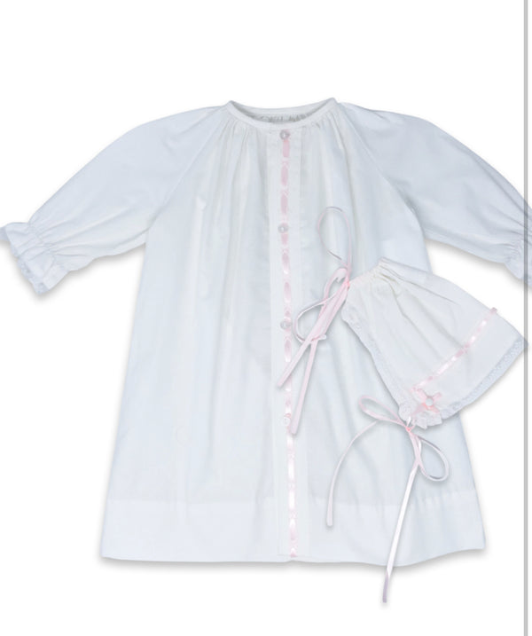 Original Daygown Set-white Batiste, pink