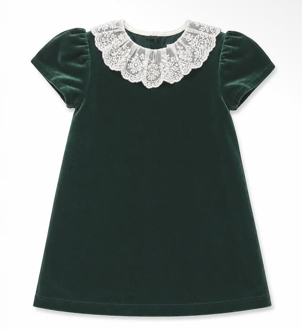 Green Velvet Dress with lace