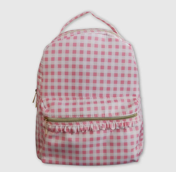 Pink windowpane backpack