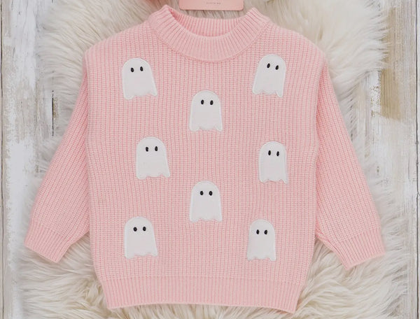 Ghostly pink parade embroidered sweater