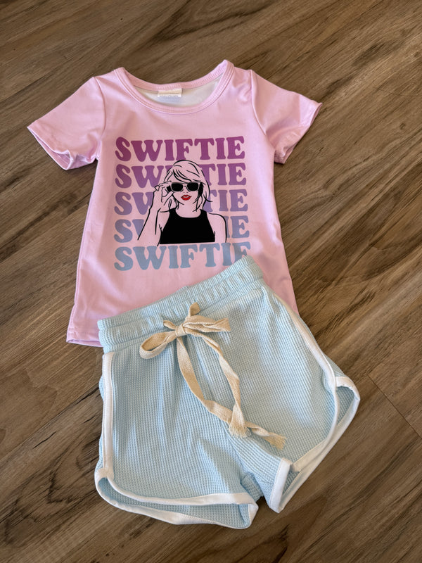 Swiftie Short Set-pink top and blue short