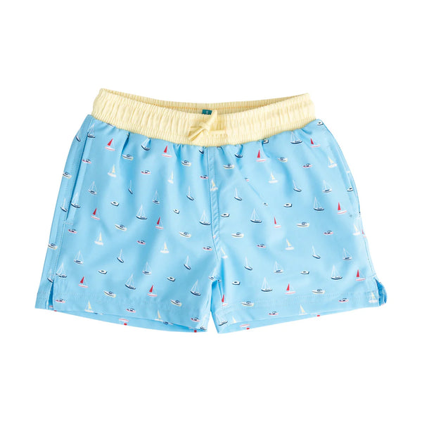 Boogie Board Swim Trunks-Baltic Sea Boats in Bay