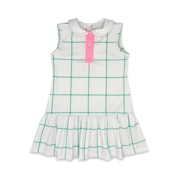 Darla dress mint windowpane/flamingo pk