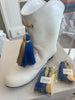 Game Day Tassel for White Boots-Blue/Gold
