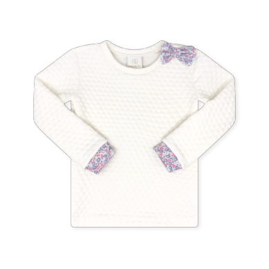 Quilted Sweatshirt - White with Sweet Pea Floral