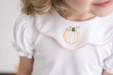 Scarlett Blouse - White with Pumpkin