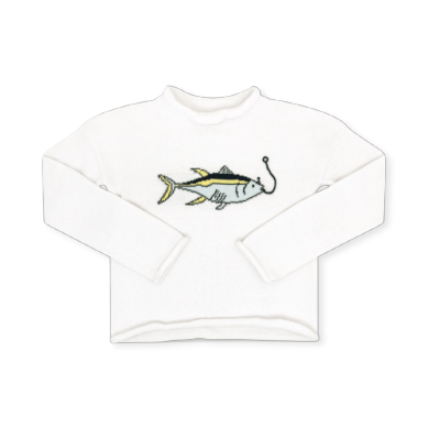 Ryan Sweater - White with Fish