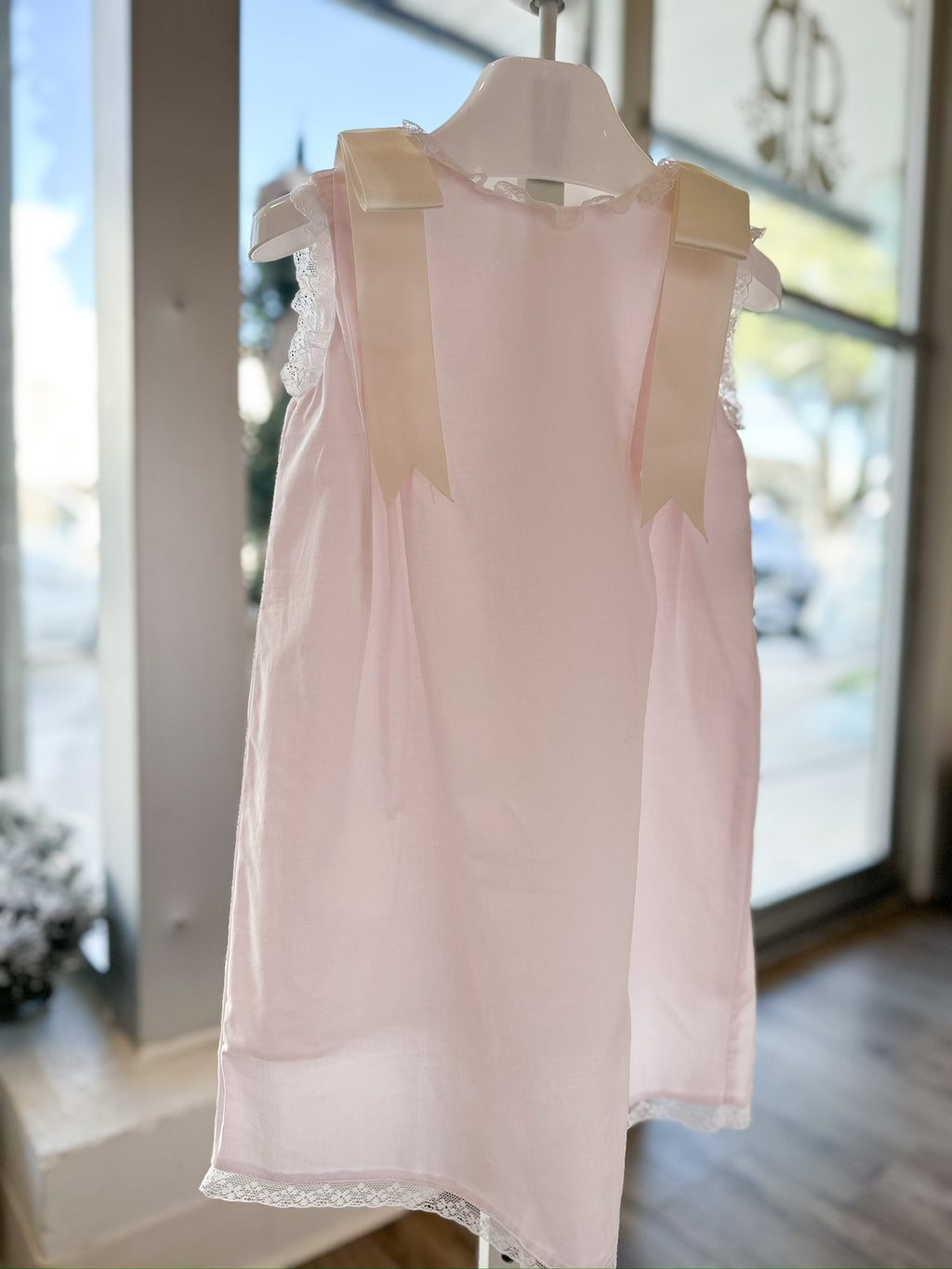 Patricia Pink Dress with Satin Ribbon