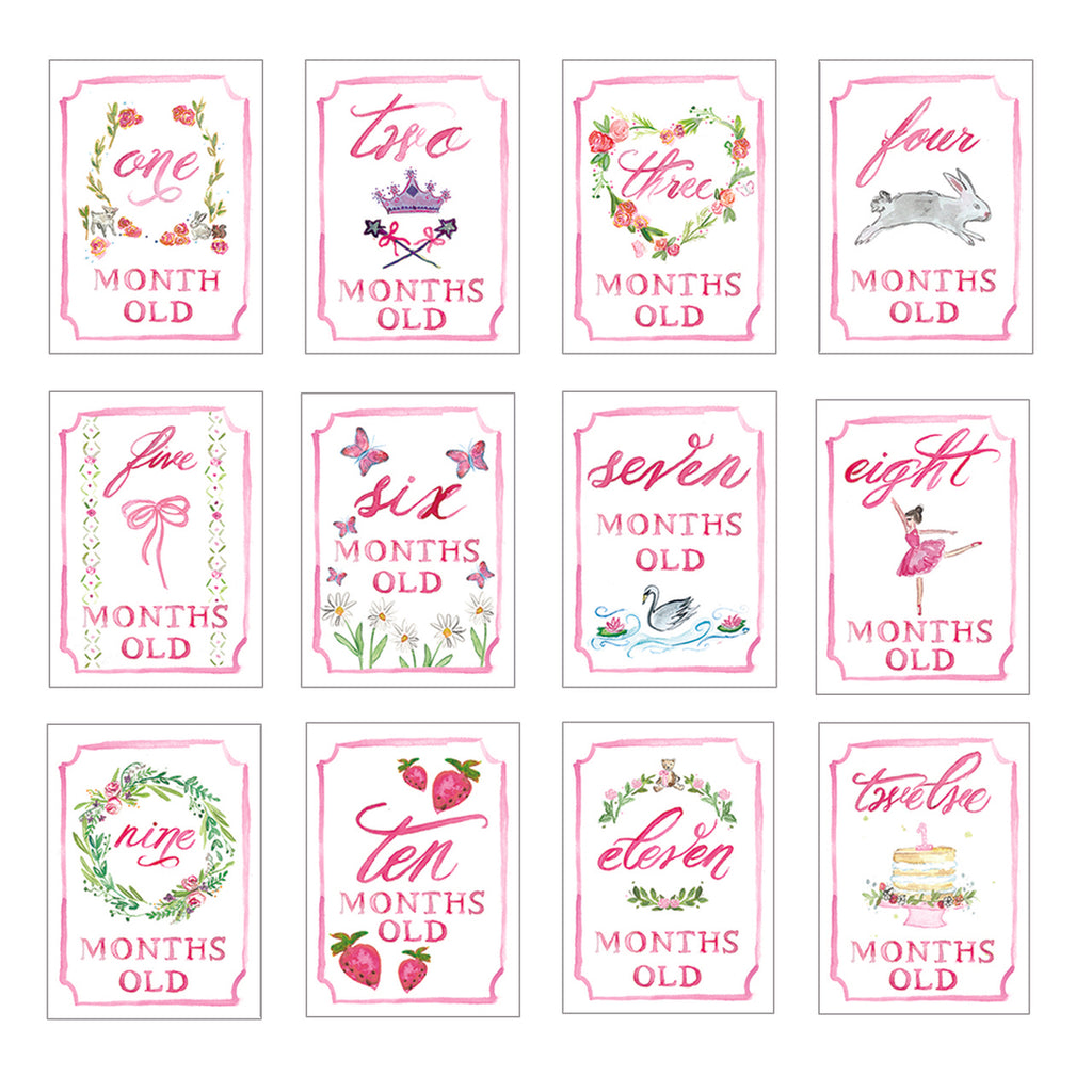 Month by Month Cards-Pink