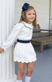 Scarlett Skirt Set-White and Navy cord