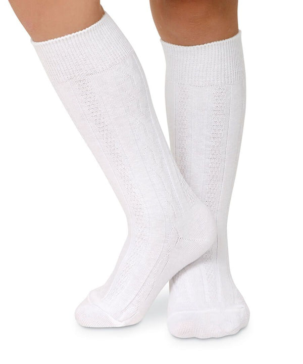 Cable Knee Highs-White