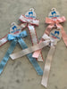 Mini MoonStitch Streamer Bow-Blue with White