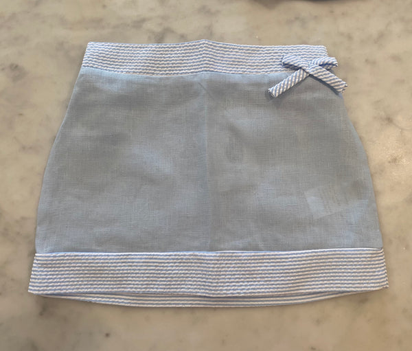 Eloise Linen Skirt-Blue with Blue Stripes
