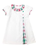 Payton Dress-White Cord with Green and White Check