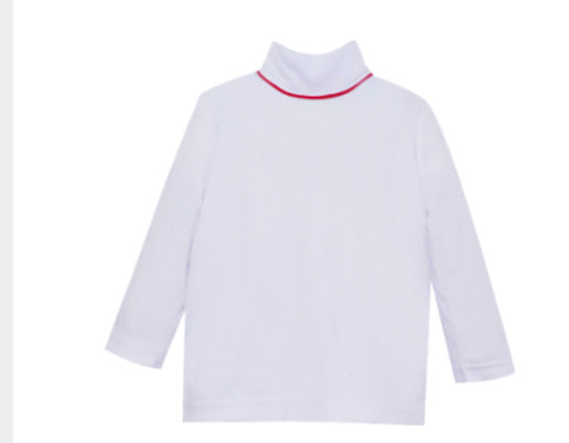 Tiny Tot Turtleneck-White with Red