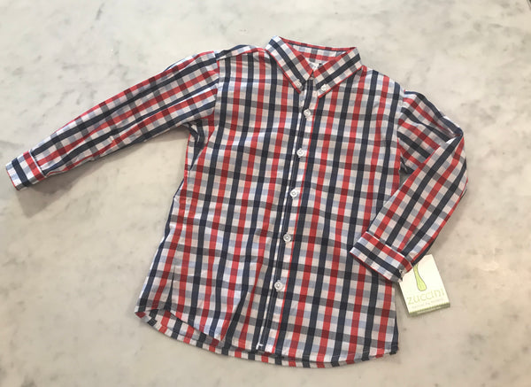 Dress shirt-Red and Navy Plaid