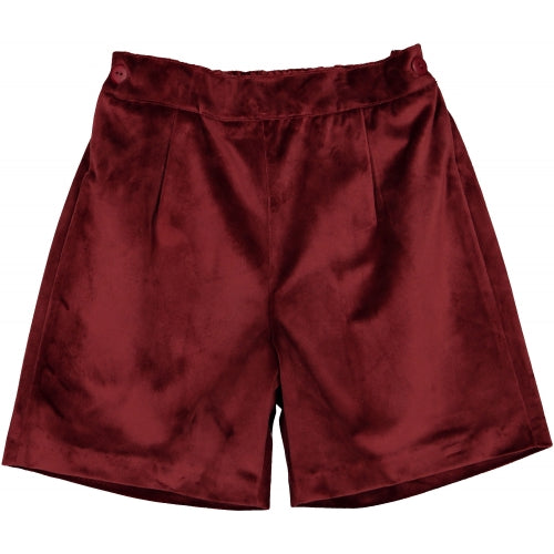 Burgundy Velvet Shorts