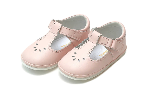 Dottie Leather T-Strap Mary Jane (Baby)-Pink