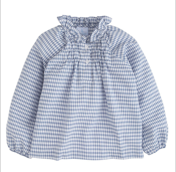Cecilia Blouse - Gray Blue Gingham