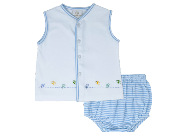 Caldwell Diaper Set - Blue Stripe / Fish